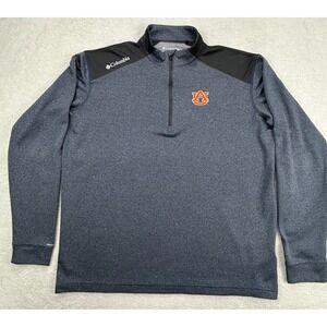 Columbia Golf Mens L Blue Auburn Tigers‎ Omni-Wick Power Fade 1/4 Zip Pullover
